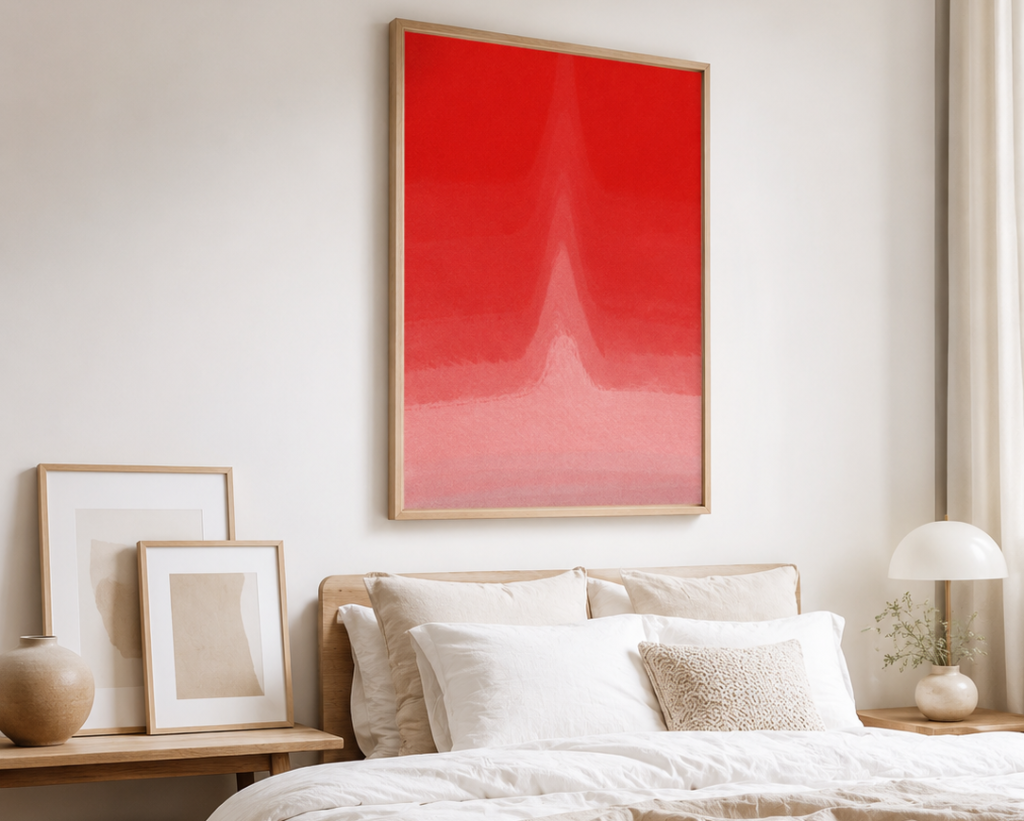 Color Field Abstract Poster - Minimalist Scarlet Wall Decor