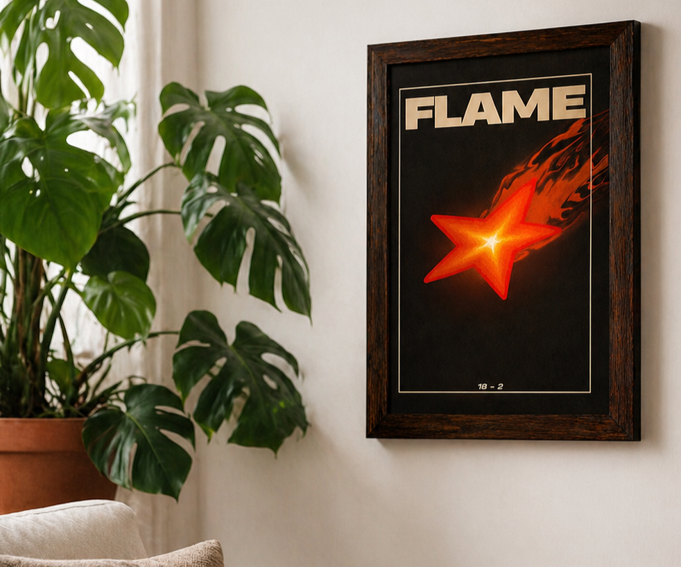 FLAME Bold Poster - Dark Aesthetic Gift for Wall Decor