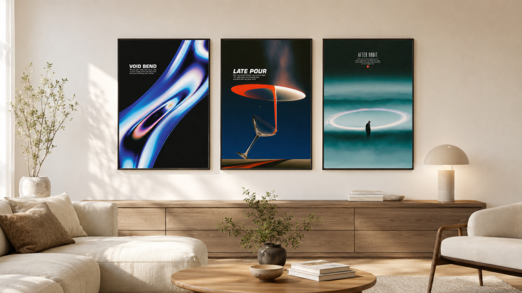 Select How to Style a 3-Piece Poster Set in a Modern Interior How to Style a 3-Piece Poster Set in a Modern Interior