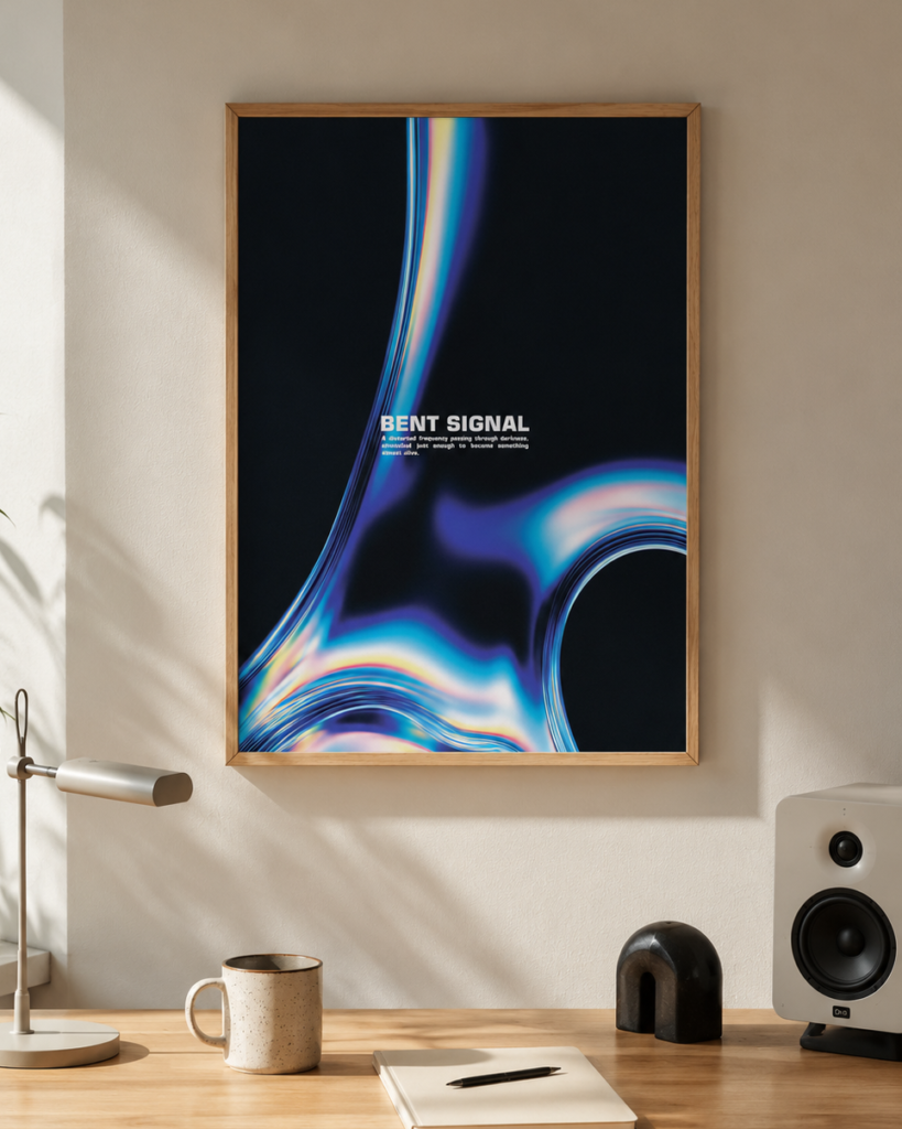 Bent Signal – Blue Y2K Abstract Wall Art