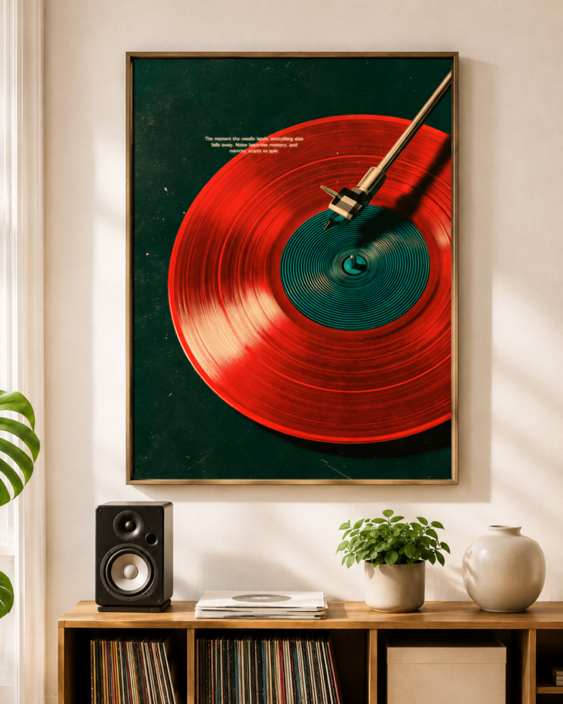 Needle Drop – Red Vinyl Music Wall Art