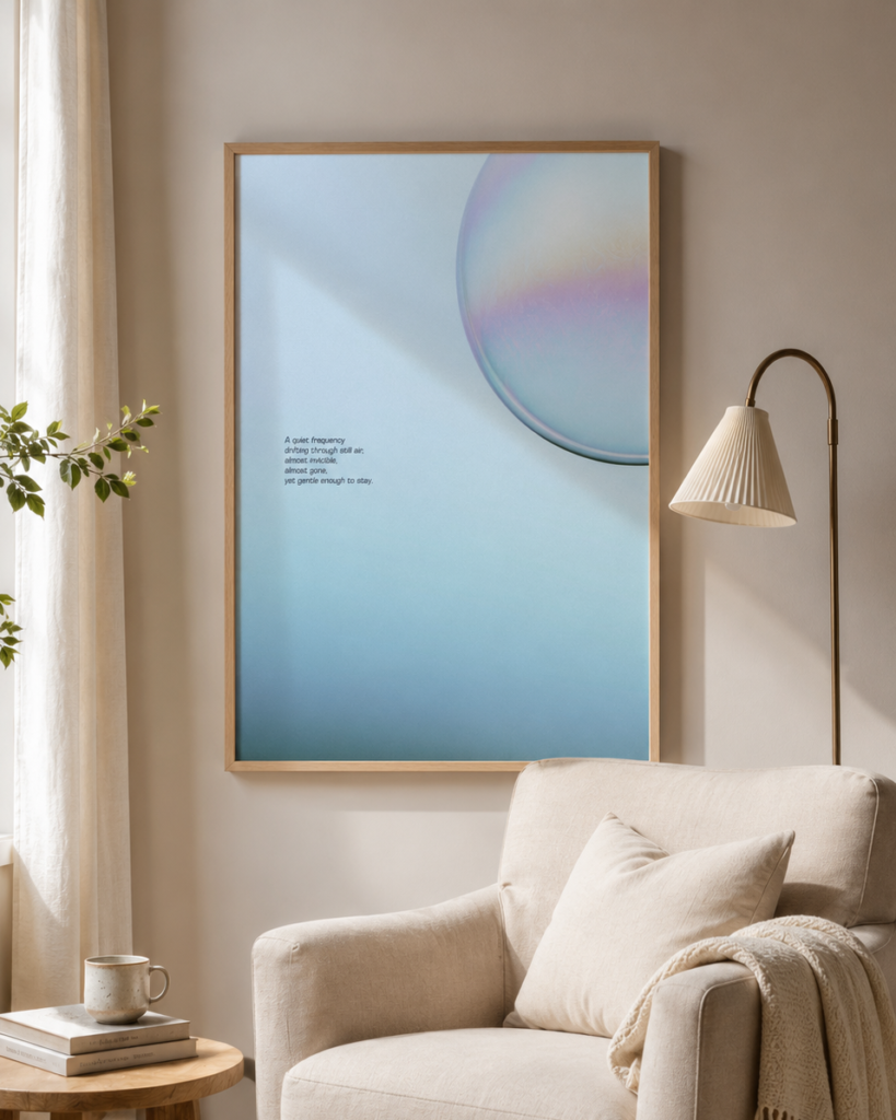 Soft Signal – Minimalist Blue Orb Wall