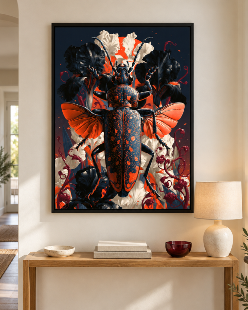 Copper Wing – Gothic Beetle Botanical Wall Art