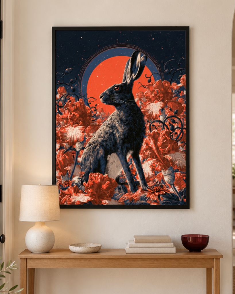 Night Listener – Black Hare Whimsigoth Wall Art