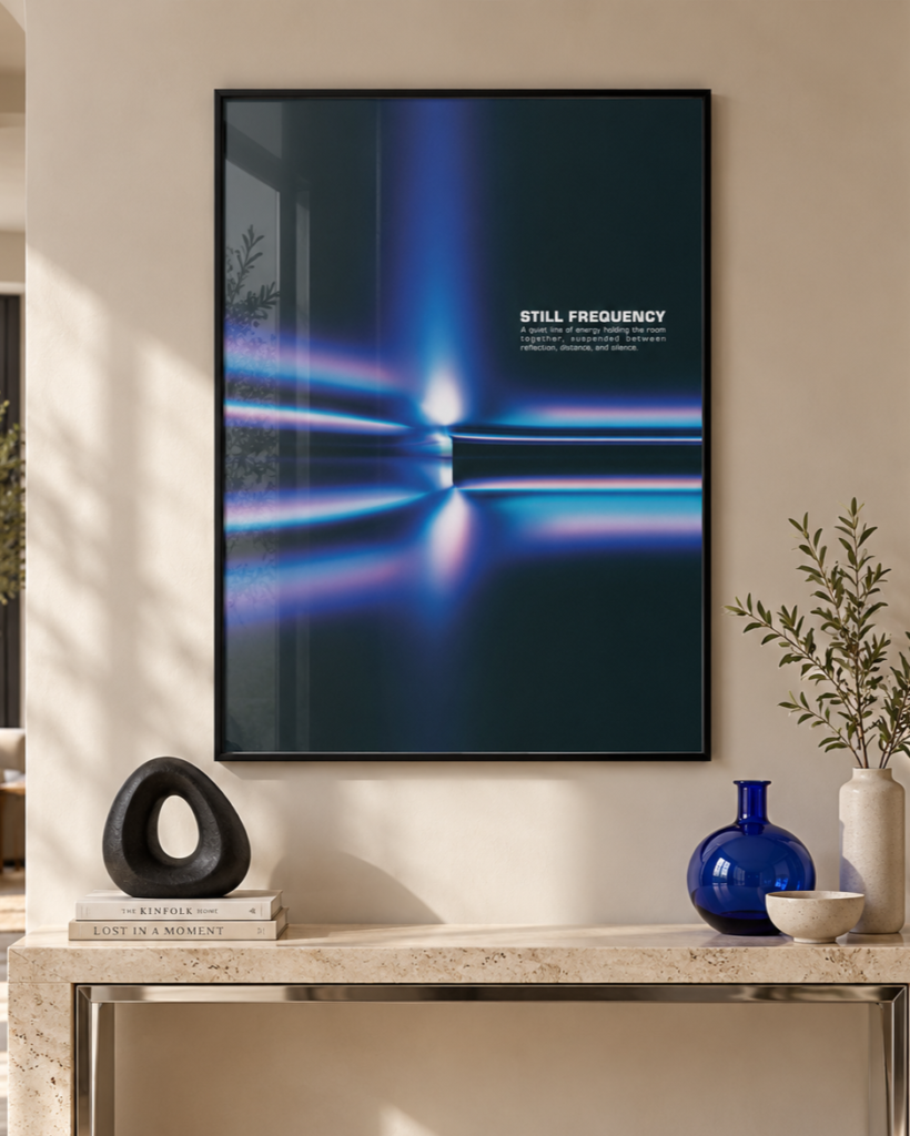 Still Frequency – Futuristic Blue Light Wall Art