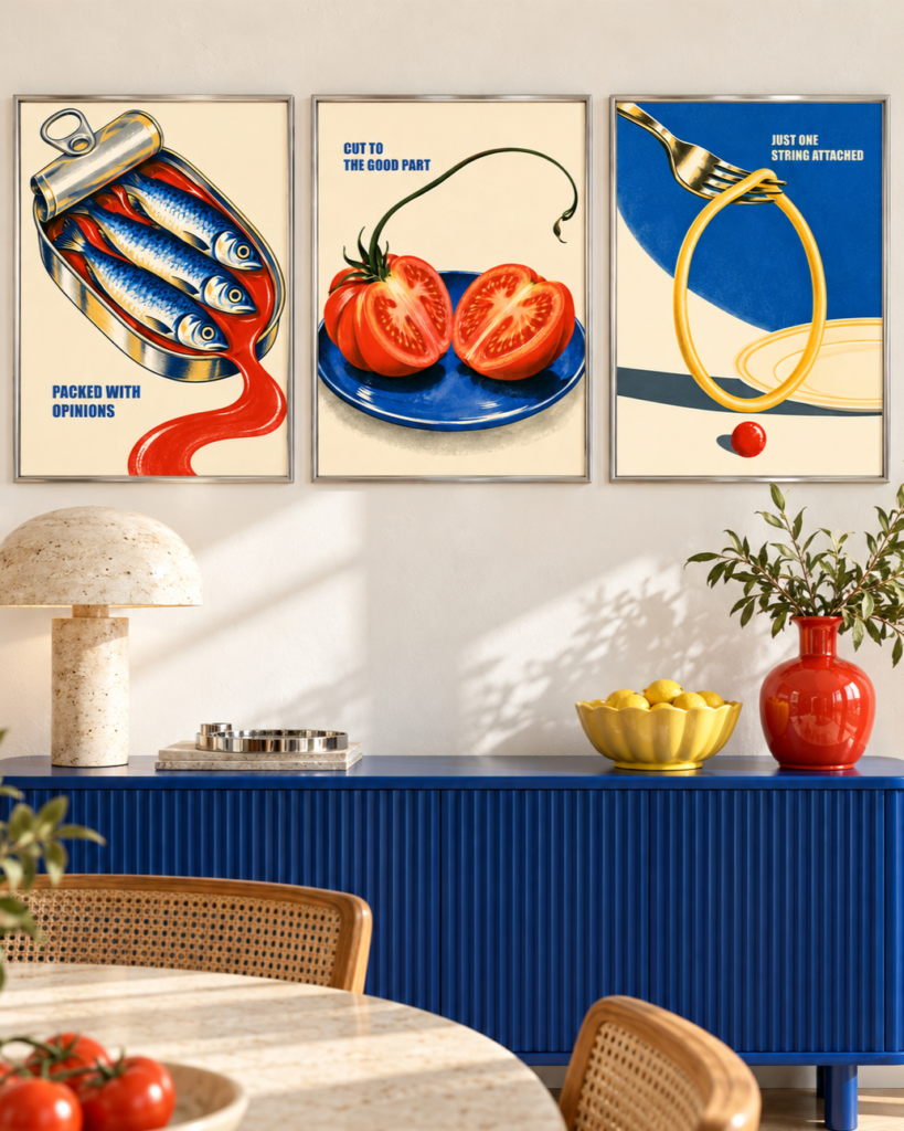 Table for Three – Retro Kitchen Wall Art Set